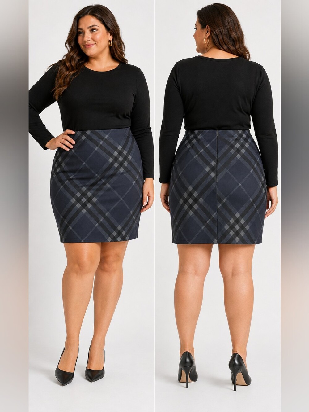 NYCC New York Clothing Collection XL Plaid Pull On Skirt NWT Fall Stretch